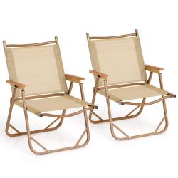 Lot de 2 chaises de camping pliantes 64 x 53 x 77 cm l&eacute;g&egrave;res et ergonomiques pour ext&eacute;rieur en alum