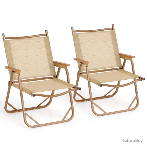 Lot de 2 chaises de camping pliantes 64 x 53 x 77 cm l�g�res et ergonomiques pour ext�rieur en alum