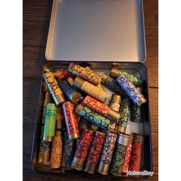 Bo�te de 35 cartouches anciennes MF,cal 16 douilles cartons