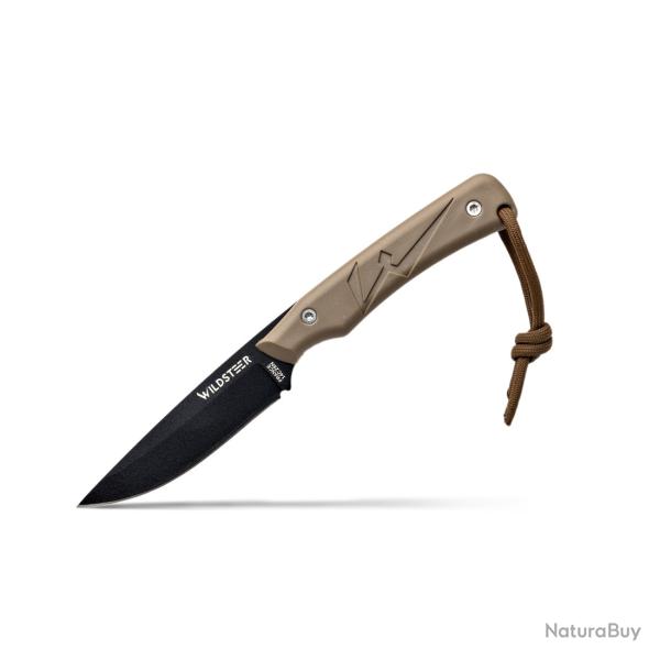 Couteau WILDSTEER - TROLL - Lame noire - Manche Tactipr�ne Coyote
