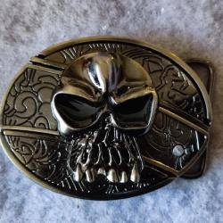 Boucle pour ceinture avec couteau int&eacute;gr&eacute; Amovible Skull Punisher motard biker trike country western