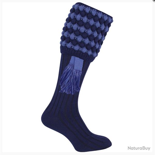 Chaussettes de chasse bleues avec garter