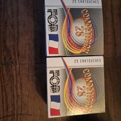 Lot  de 2 bo&icirc;tes de 25 cartouches  FOB "Comp&eacute;tition  28"  cal 12