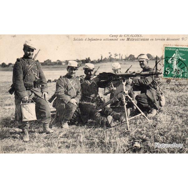 CPA -  Soldats d�Infanterie actionnant une Mitrailleuse en terrain d�couvert -N�7295