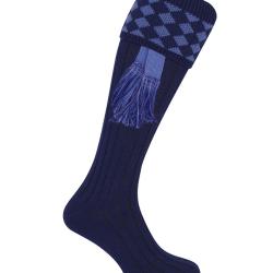 Chaussettes de chasse "Harlequin" bleues avec garter