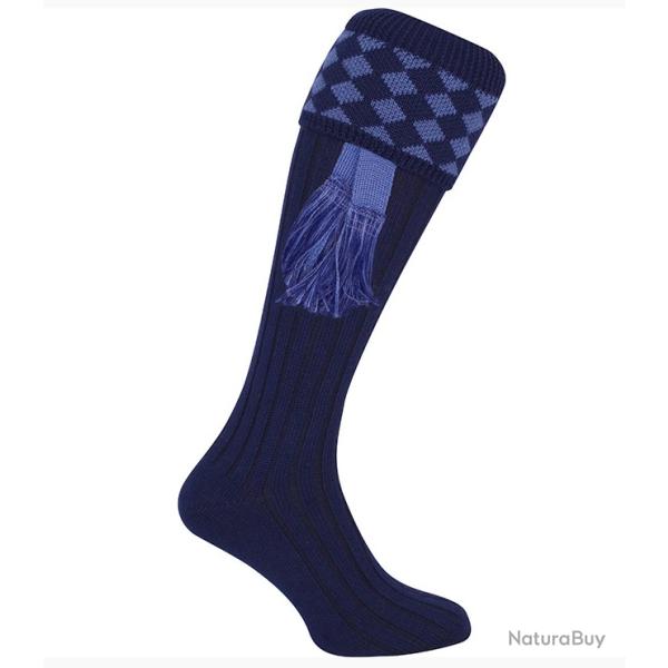 Chaussettes de chasse "Harlequin" bleues avec garter