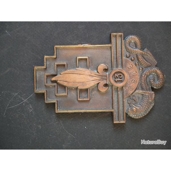 INSIGNE plaque en bronze de la 13�me DBLE. L�gion Etrang�re.
