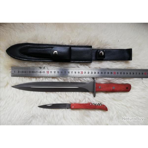 DAGUE 35 cm + Couteau pliant  avec etui