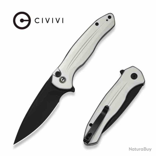 Couteau Civivi Kitefin Gray Lame Acier 14C28N Blk Manche Aluminum Button Lock IKBS CIVC240912