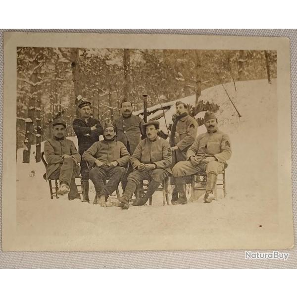 Photo groupe de soldats Fran�ais hiver 15/16 WW1