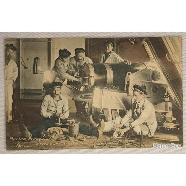 Carte postal marins nettoyage canon gros calibre guerre 14/18 WW1