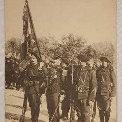 Carte postal drapeau soldats du 24&egrave;me Bataillon de Chasseurs Alpin 14/18 WW1