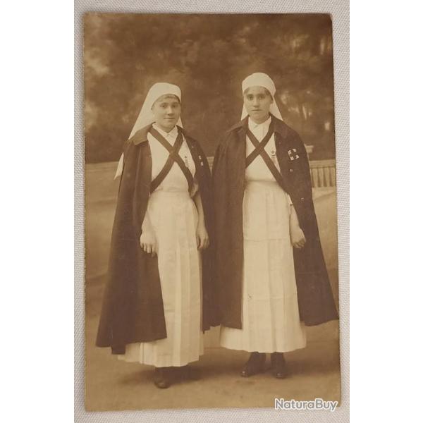 Carte photo infirmi�res service de sant� m�daille croix rouge 1918 WW1