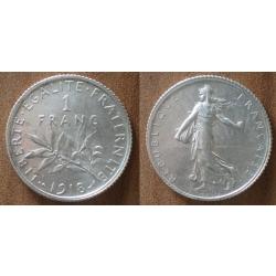 France 1 Franc 1918 Semeuse Piece Argent Francs