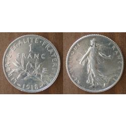 France 1 Franc 1918 Semeuse Piece Argent Francs