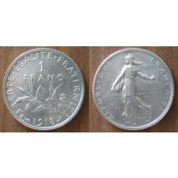 France 1 Franc 1918 Semeuse Piece Argent Francs