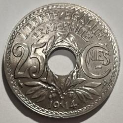 RARE Monnaie France 25 centimes Lindauer 1914 Centimes Soulign&eacute;