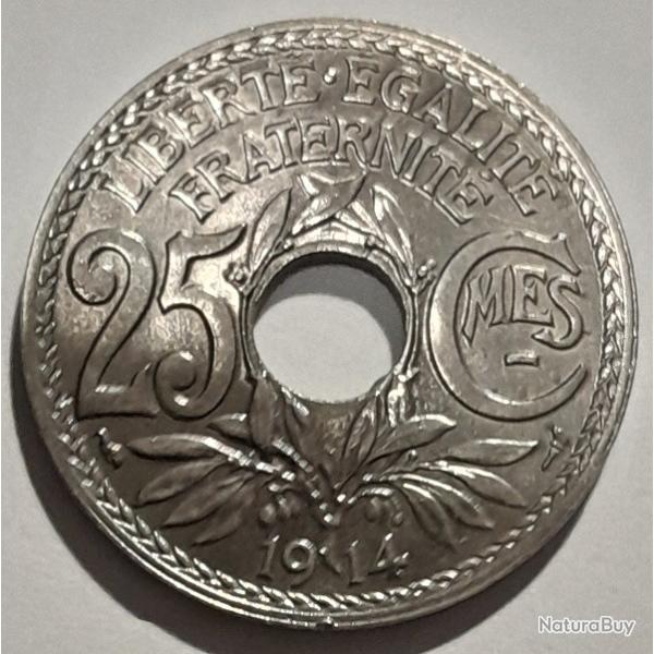 RARE Monnaie France 25 centimes Lindauer 1914 Centimes Soulign�