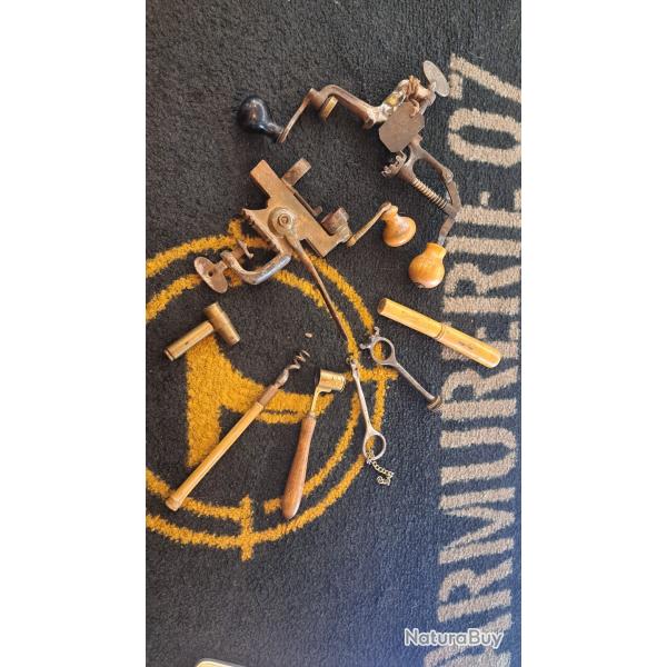 Outils de rechargement pour cartouches � broche - Calibre 16 - Lot complet