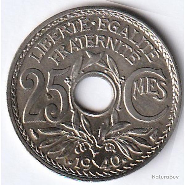 Monnaie France 25 centimes Lindauer Maillechort avec points avant et apr�s la date 1940 Qualit�