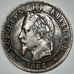 PIECE DE MONNAIE FRANCE 2 CENTIMES NAPOLEON III 1862 Bordeaux Qualit&eacute;