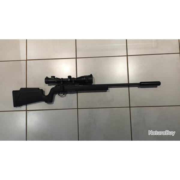 CARABINE HAMMERLI AVEC 2 CHARGEURS/ SILENCIEUX/LUNETTE WALTHER 4-12 x50