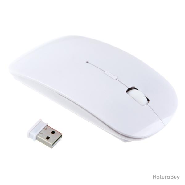 Souris Optique Sans Fil 1600 DPI USB 2.4G Blanc