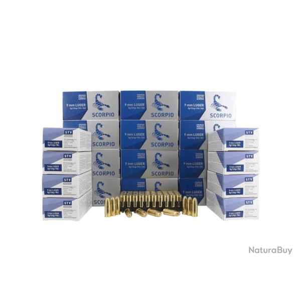 STV SCORPIO 9MM LUGER FMJ 124GR X1000
