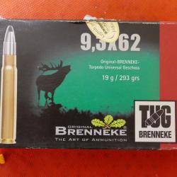Boite de 20 cartouches de 9.3 x 62  BRENNEKE TUG 19g/293grs