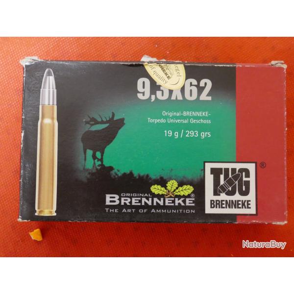 Boite de 20 cartouches de 9.3 x 62  BRENNEKE TUG 19g/293grs