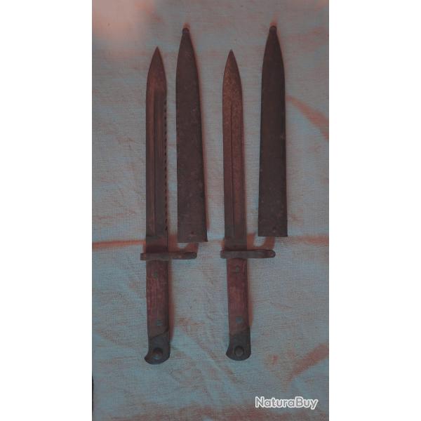 Lot de deux ba�onnette Autriche 14/18 pionnier dent de scie compagnie mitrailleuses WW1 G98