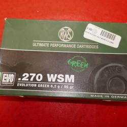 Boite de 20 cartouches de 270 WSM RWS EVO GREEN 96 Grs/ 6.2G