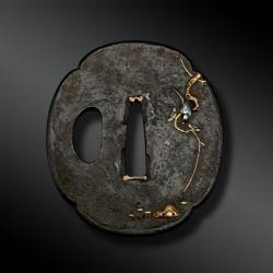 TSUBA mokko gata avec oiseau - Japon - P&eacute;riode Edo (1603-1868)