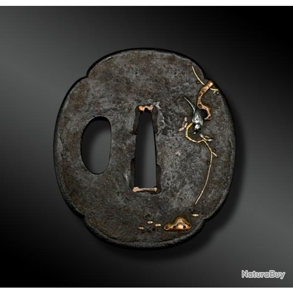 TSUBA mokko gata avec oiseau - Japon - P�riode Edo (1603-1868)