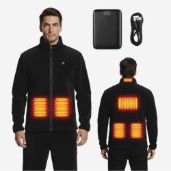 Veste Polaire Chauffante Homme Sweat Zipp&eacute; avec Batterie Externe Rechargeable 7,4 V 16 000 mAh
