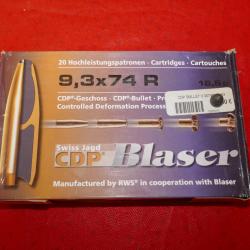Cartouches BLASER CDP 9.3 X 74 R 285grs/ 18.5g en boite de 20