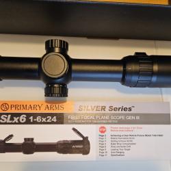 Lunette Primary Arms SLx6 1-6X24 FFP r&eacute;ticule ACSS Raptor pour calibres 7,62x39/300BLK