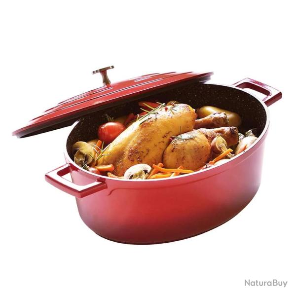 Cocotte en fonte aluminium ovale rouge 32 cm