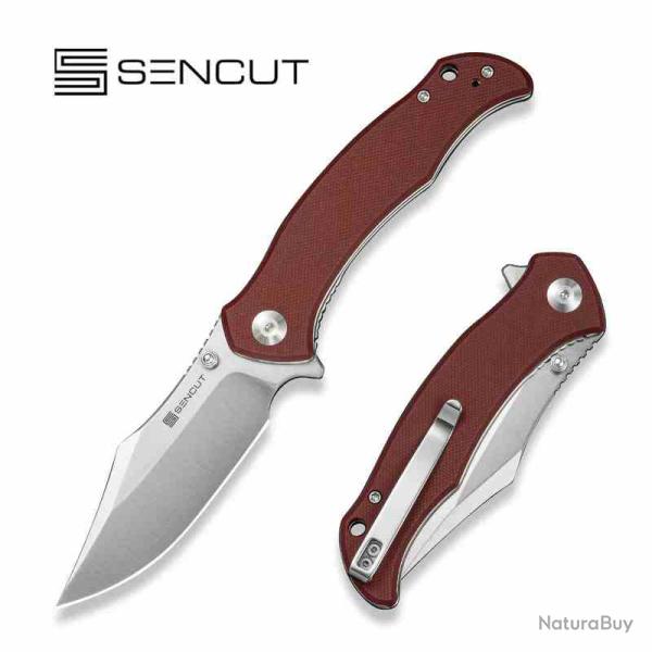 Couteau Sencut Tauron Lame Acier D2 Satin Manche G10 Burgundy Liner Lock IKBS S250602