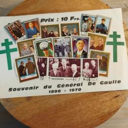 WW2 Feuillet philat&eacute;lique comm&eacute;moratif du G&eacute;n&eacute;ral de Gaulle (1890-1970)