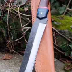 Mini Katana Lame Tanto Modifi&eacute; Acier Carbone 1075 Etui Cuir Manche Bois/R&eacute;sine Fabricat Artisanale01