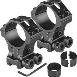 Anneaux de Montage R&eacute;glables 25,4 / 30 mm - Profil Bas/Moyen/Haut - Rails 11 mm & Picatinny 20 mm