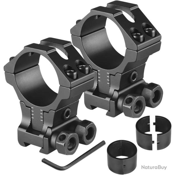 Anneaux de Montage R�glables 25,4 / 30 mm - Profil Bas/Moyen/Haut - Rails 11 mm & Picatinny 20 mm