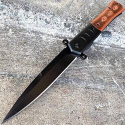 Couteau Pliant ElitEdge Lame Acier 420C Manche Pakkawood Marron Linerlock Ouverture Assist&eacute;e