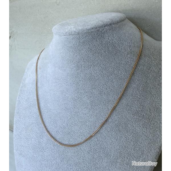 Chaine or rose 18 carats - 46 cm - collier maille gourmette