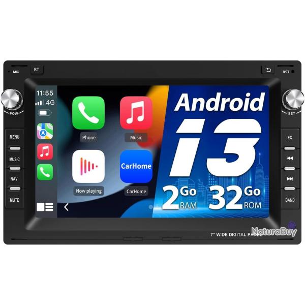Autoradio Android [2G+32G] �cran 7 Pouces avec Carplay, pour VW Golf IV Polo Mk3 Jetta Passat b5 MK5