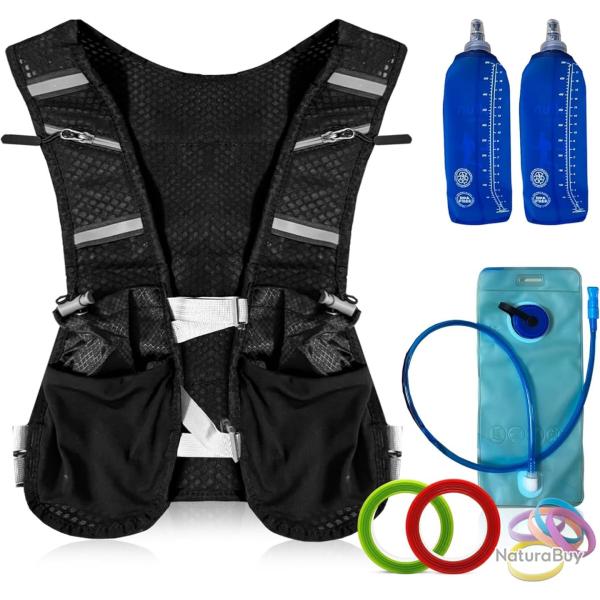 Gilet Hydratation Running - Veste Running Homme/Femme Ultra-L�g�re avec 2� Gourdes 500 ML + Poche �