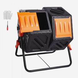 Composteur de Jardin Rotatif 140 L Double Chambre Bac &agrave; Compost Rotatif &agrave; 360&deg;