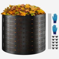 Composteur de Jardin 1000 L Bac &agrave; Compost Ext&eacute;rieur Extensible en PEHD Diam&egrave;tre 106,68 cm