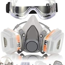 Respirateur Demi-Masque, Protection Masque &agrave; Double Couche de Protection  Lunettes Protection Filtre